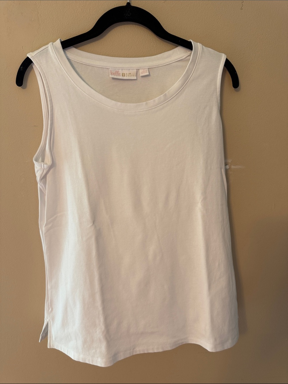 Belle by Kim Gravel Classic White Sleeveless Crewneck Tank